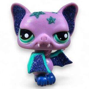 Hasbro Littlest Pet Shop #2142 Bat Purple Blue Sparkle Glitter Pretty Pairs LPS